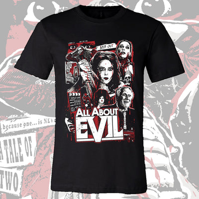 ALL ABOUT EVIL exclusive shirt featuring the art of Sister Hyde!
